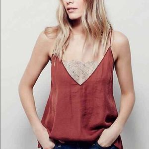 Free People Deep V Cami with Lace Bandeau